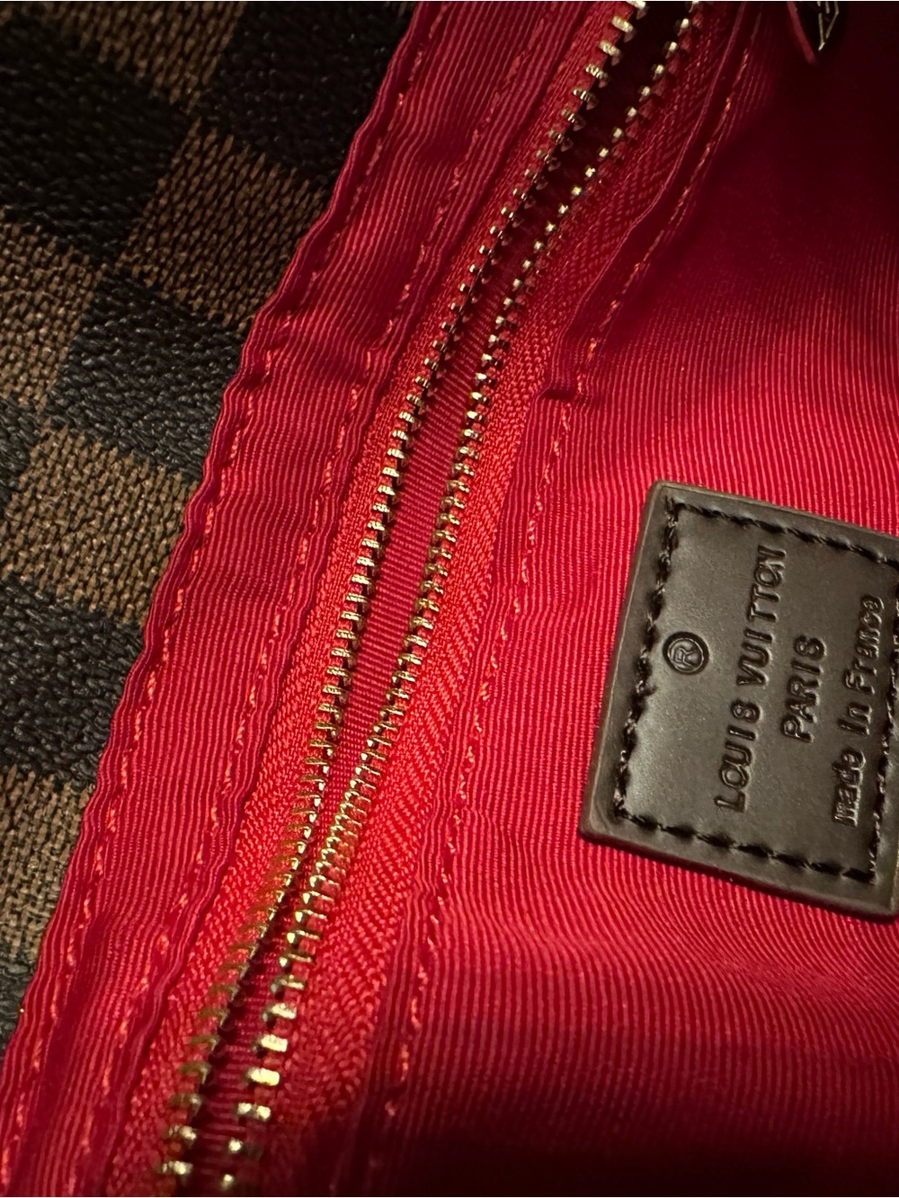 Dark Brown Checkered Shoulder Bag with Padded Top Handle - Picture 5 of 6